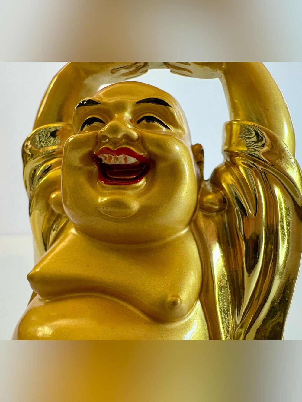 Gold Laughing Buddha 5” Figurine - Prosperity Home Art Décor - Picture 2 of 4